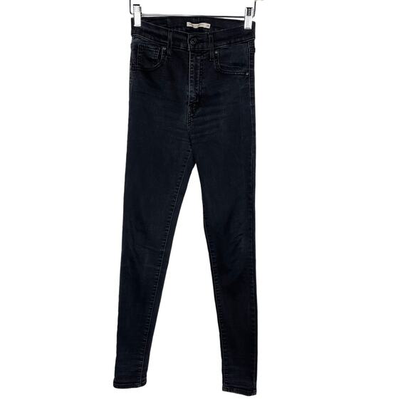 Levis Women Size 26 Black Gray Mile High Super Skinny Jeans Cotton Stretch Denim - Picture 1 of 9
